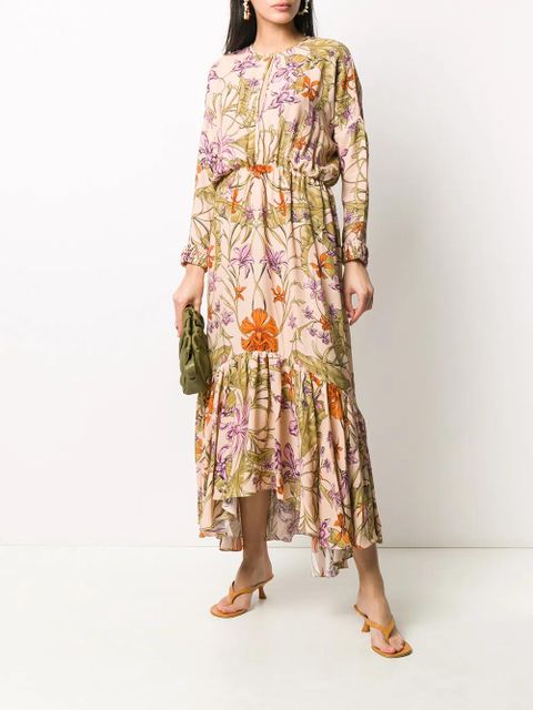Johanna Ortiz floral-print pleated hem dress - Neutrals