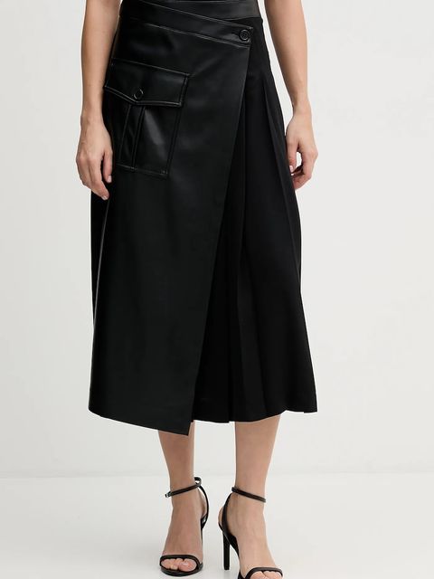 Sisley spódnica kolor czarny midi rozkloszowana 4SNML0034 - zdjęcie produktu nr 1