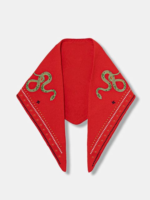 Never Fully Dressed chusta Mystcial damska kolor czerwony z aplikacją NFDA592 - zdjęcie produktu nr 1