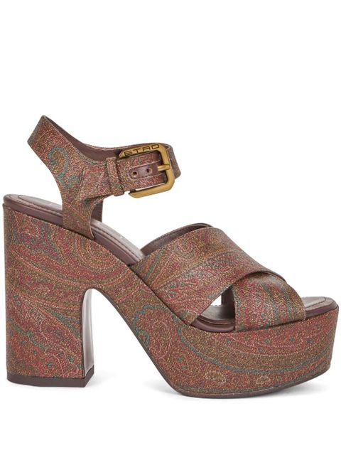ETRO 100mm paisley platform sandals - Brown - zdjęcie produktu nr 1