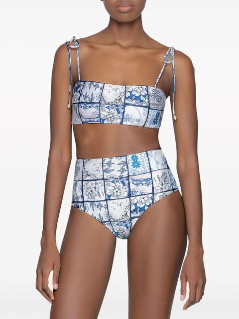 Agua By Agua Bendita Primavera Porcelana tile-print bikini top - Blue