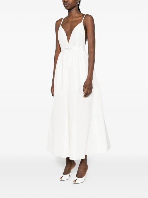 Maje V-neck crystal-embellishment midi dress - White