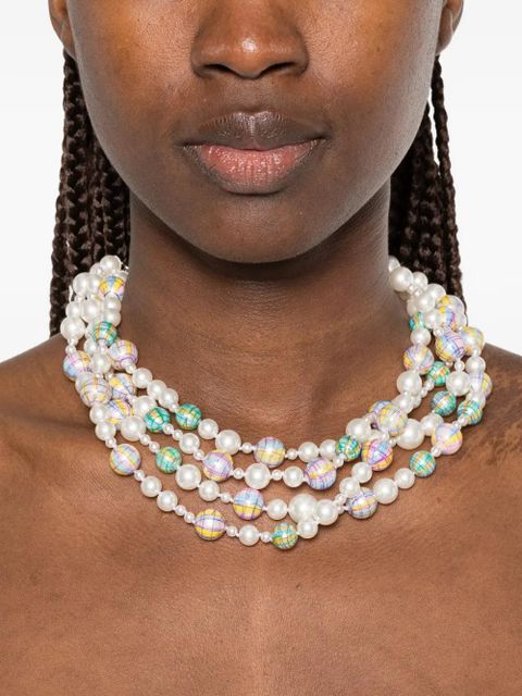 SHUSHU/TONG x Yvmin multi-strand painted-pearl necklace - White - zdjęcie produktu nr 2