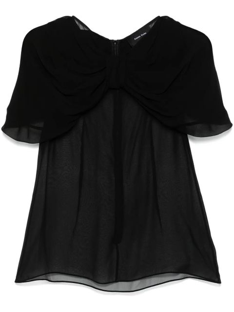 Simone Rocha bow-detail sheer blouse - Black - zdjęcie produktu nr 1