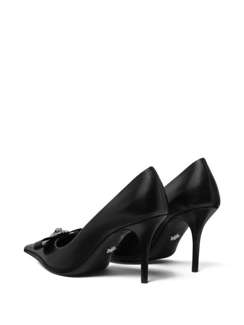 Versace 85mm Gianni Ribbon leather pumps - Black