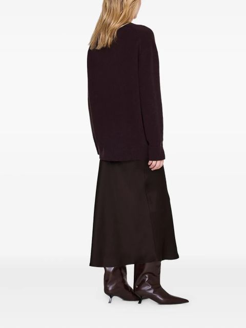 ANINE BING Bar silk midi skirt - Brown