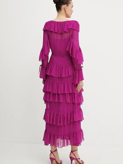 Luisa Spagnoli sukienka kolor różowy maxi rozkloszowana 541979