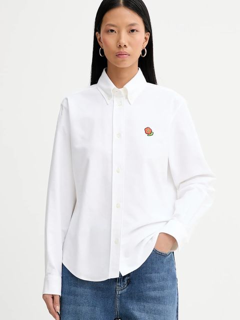Kenzo koszula bawełniana damska kolor biały regular z kołnierzykiem klasycznym FF52CH2649LO.01 - zdjęcie produktu nr 1