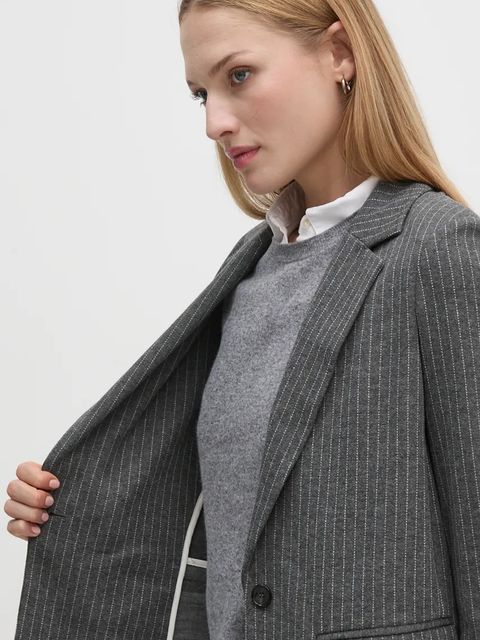 OUI marynarka kolor szary jednorzędowa wzorzysta 89517