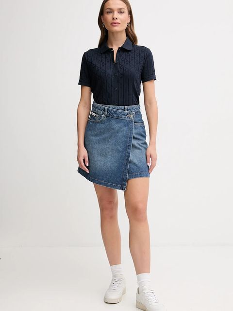 Calvin Klein Jeans spódnica jeansowa kolor niebieski mini prosta LV047D776G