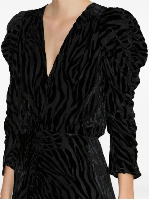 ISABEL MARANT Nemil zebra-print puff-sleeve dress - Black