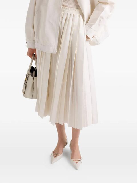 Prada silk faille pleated skirt - Neutrals