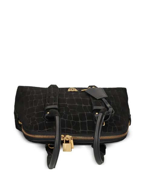 PINKO crocodile-effect padlock tote bag - Black