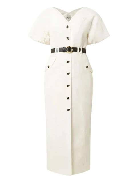 Aje puff-sleeve midi dress - Neutrals - zdjęcie produktu nr 1