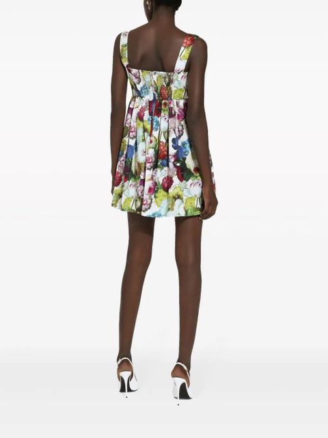 Dolce & Gabbana floral-print corset cotton minidress - White