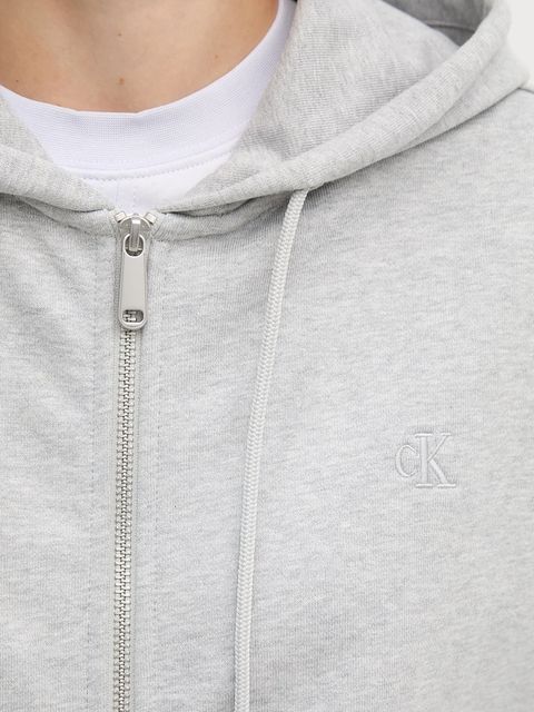 Calvin Klein Jeans bluza damska kolor szary z kapturem gładka LV047B237G