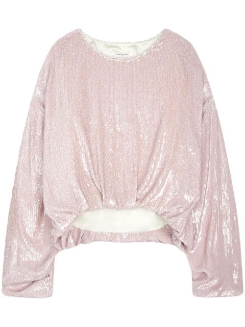 DRIES VAN NOTEN sequin-embellished top - Pink - zdjęcie produktu nr 1