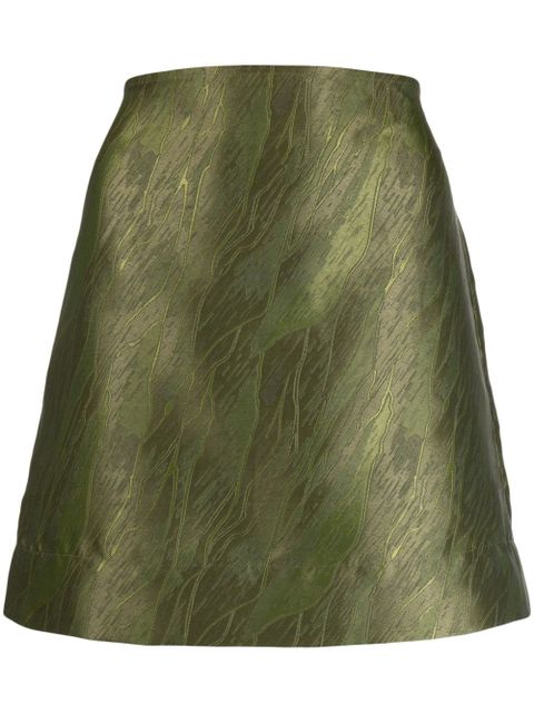 GANNI jacquard satin miniskirt - Green