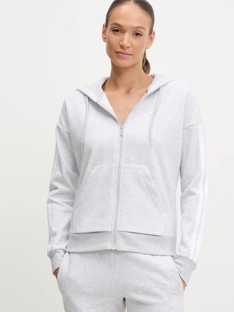 adidas bluza Essentials damska kolor szary z kapturem melanżowa IN6179 - zdjęcie produktu nr 1