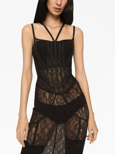 Dolce & Gabbana x Kim semi-sheer corset gown - Black