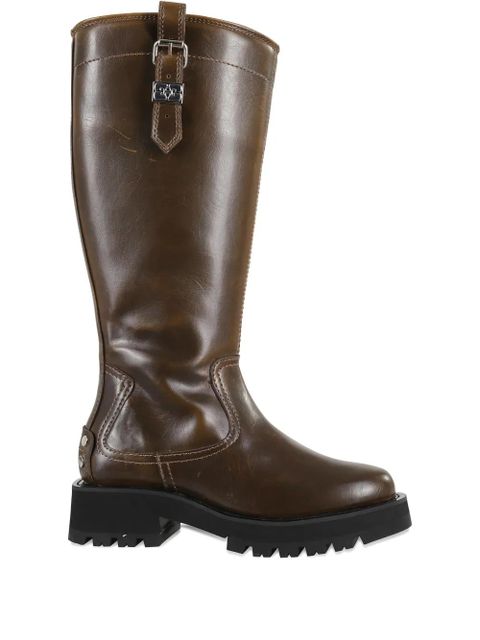 GANNI buckle-detail leather boots - Brown