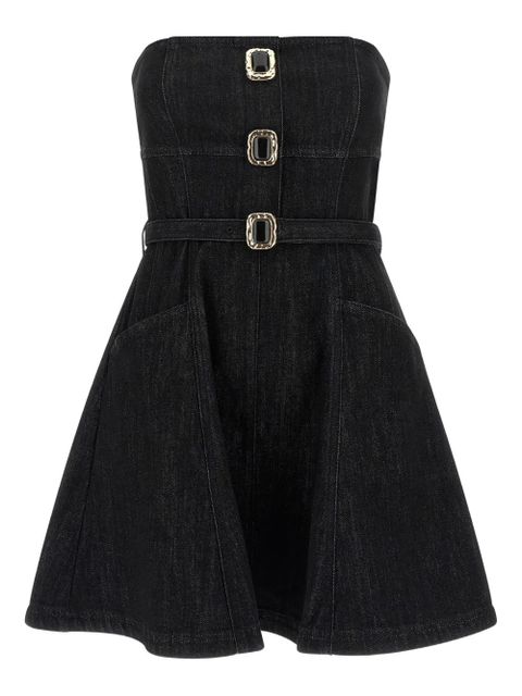 Self-Portrait jewel-button denim mini dress - Black - zdjęcie produktu nr 1