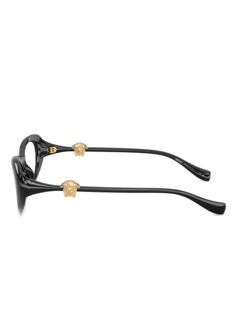 Versace Eyewear medusa-detail oval-frame glasses - Black