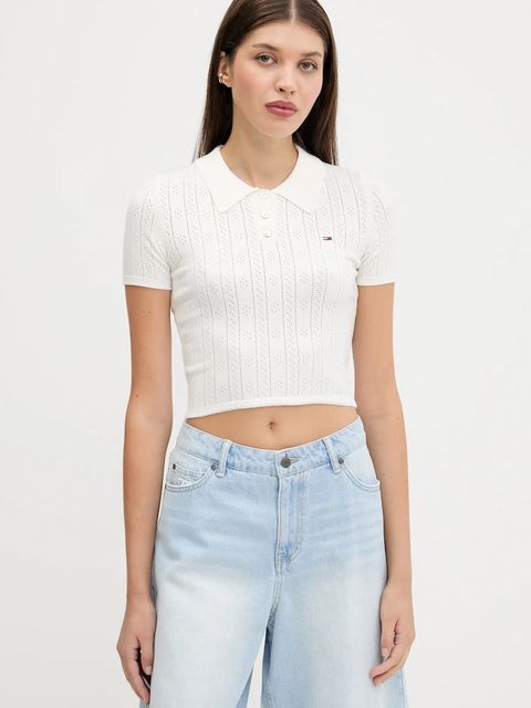 Tommy Jeans sweter damski kolor biały lekki DW0DW20965 - zdjęcie produktu nr 1