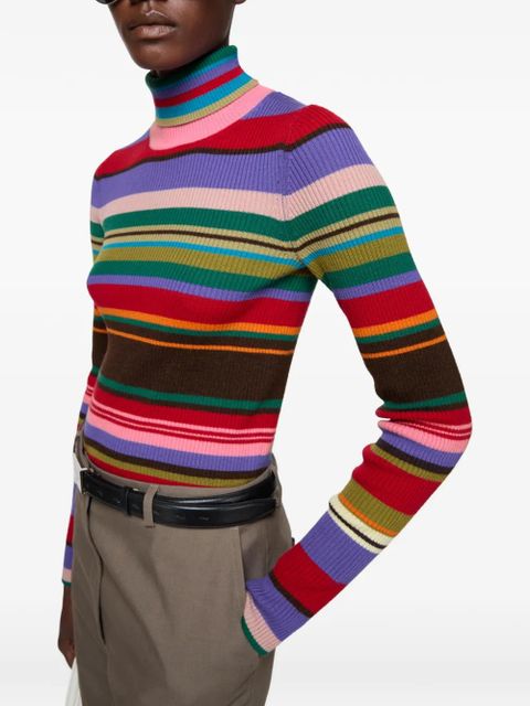 Acne Studios striped-pattern turtleneck sweater - Red