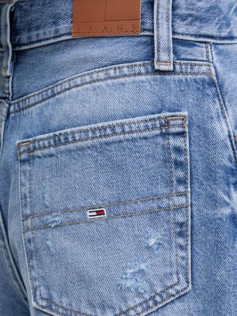 Tommy Jeans szorty jeansowe damskie kolor niebieski gładkie high waist DW0DW20575