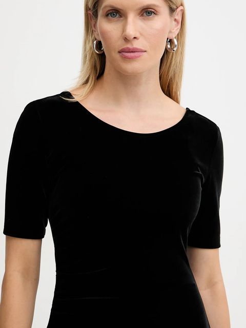 Armani Exchange sukienka welurowa kolor czarny mini dopasowana XW001300 AF16147