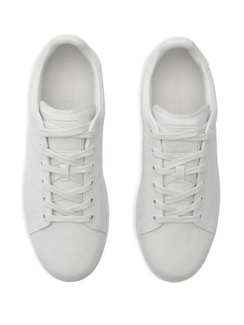 Burberry embossed-check leather sneakers - White