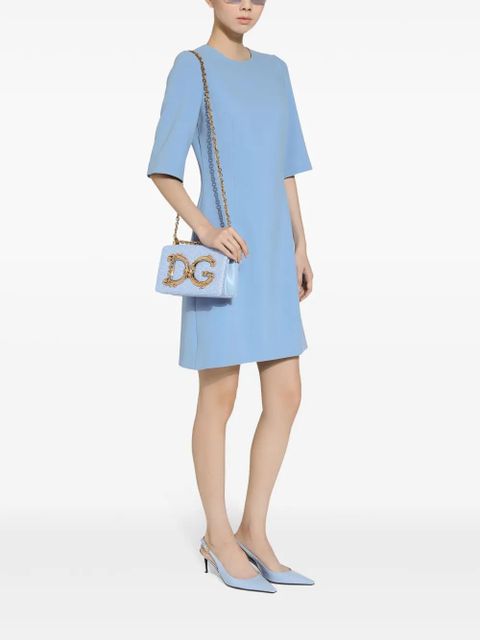 Dolce & Gabbana logo plaque bouclé cross body bag - Blue