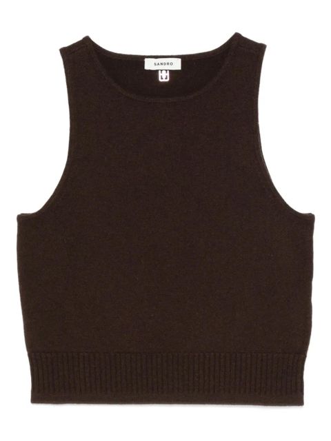 SANDRO round-neck sleeveless top - Brown - zdjęcie produktu nr 1