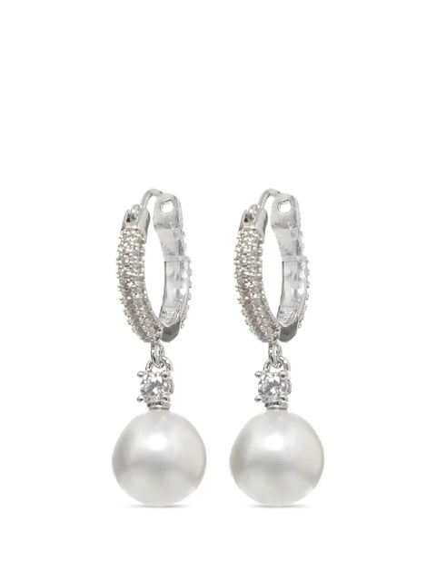 Self-Portrait crystal-embellished faux-pearl earrings - Silver - zdjęcie produktu nr 1