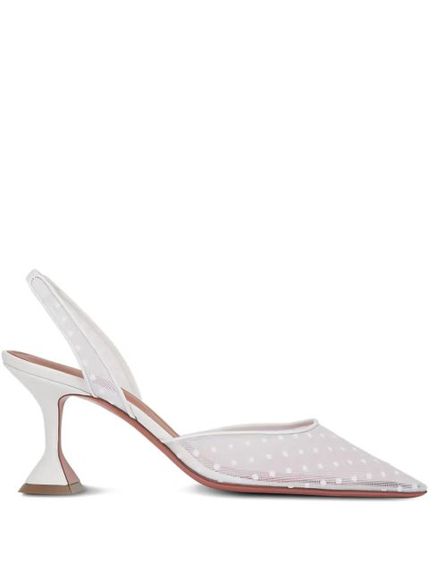 Amina Muaddi Holli dotted slingback pumps - White - zdjęcie produktu nr 1