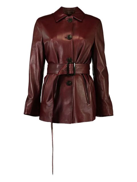 Max Mara Tolmin belted leather coat - Red - zdjęcie produktu nr 1