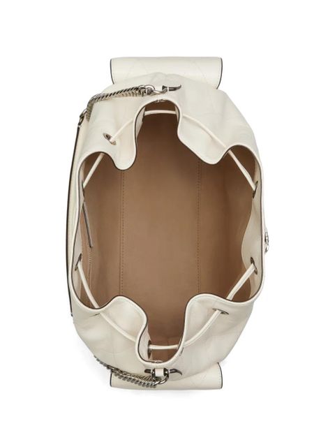 Tory Burch large Charlie quilted drawstring shoulder bag - White