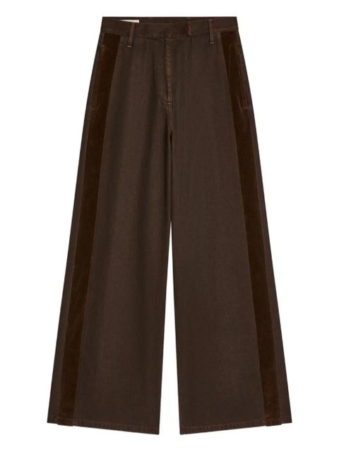 DRIES VAN NOTEN stripe-details denim trousers - Brown - zdjęcie produktu nr 1