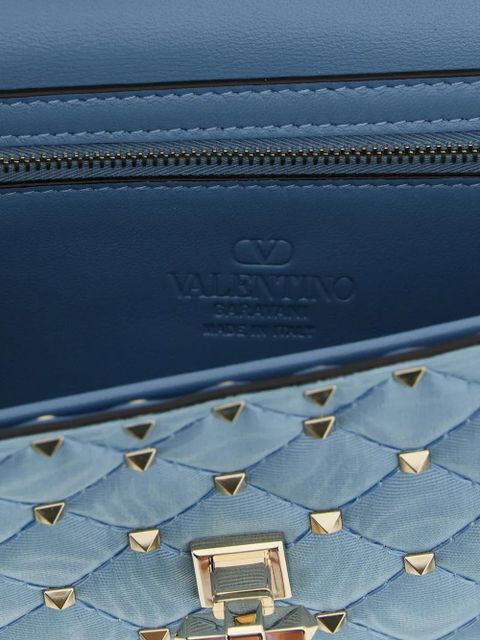 Valentino Garavani Rockstud Spike moiré shoulder bag - Blue