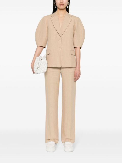 Chloé balloon-sleeve linen jacket - Neutrals - zdjęcie produktu nr 2