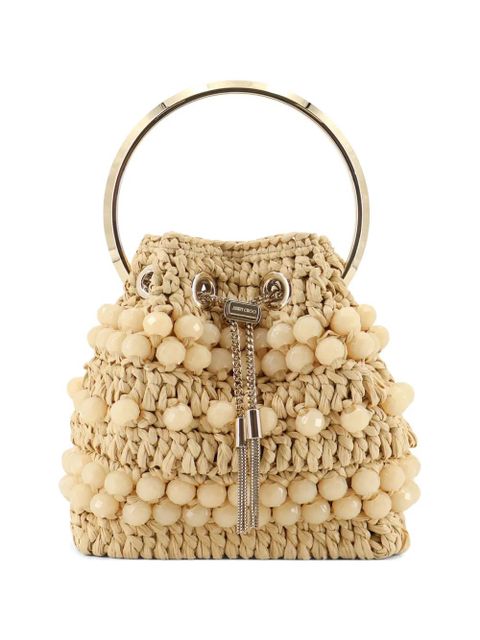 Jimmy Choo beaded ring bucket bag - Neutrals - zdjęcie produktu nr 1
