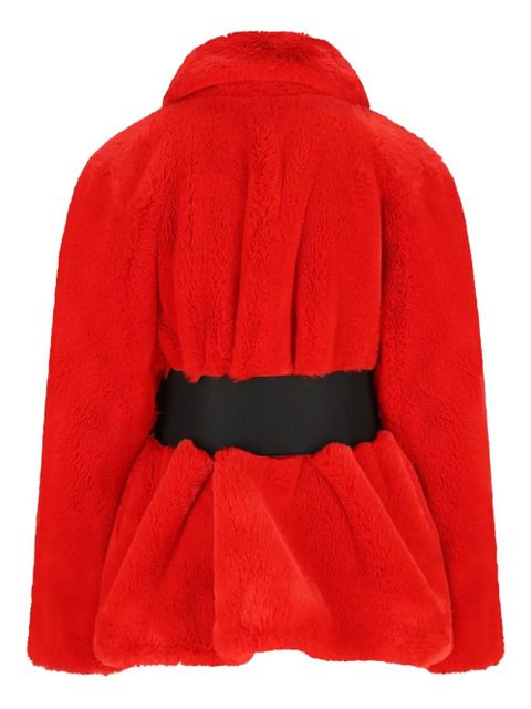 Balenciaga belted faux fur jacket - Red