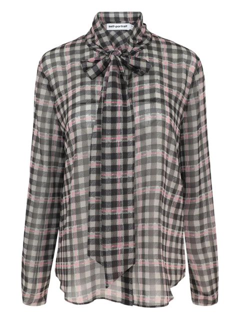 Self-Portrait check-pattern blouse - Brown - zdjęcie produktu nr 1