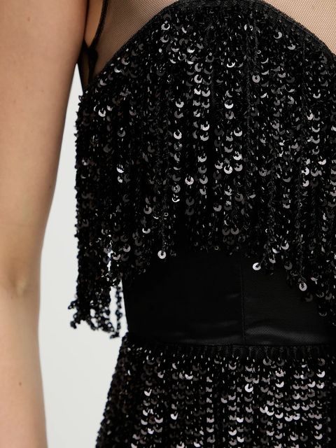 Bardot sukienka kolor czarny mini prosta 60271DB