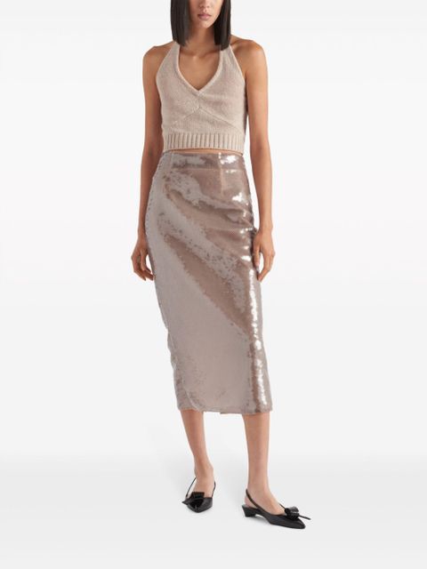 Prada sequinned midi skirt - Neutrals