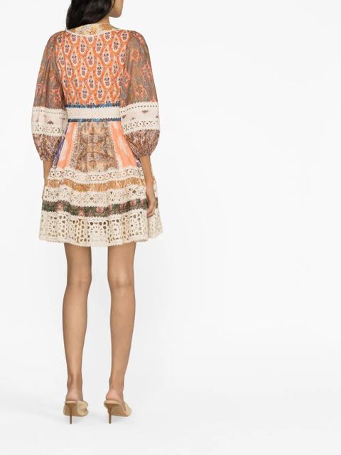 ZIMMERMANN Devi paisley-print linen minidress - Neutrals