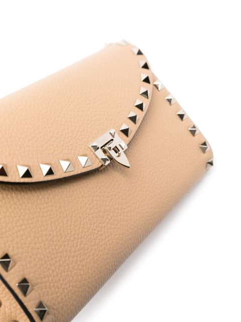 Valentino Garavani Rockstud leather clutch bag - Brown