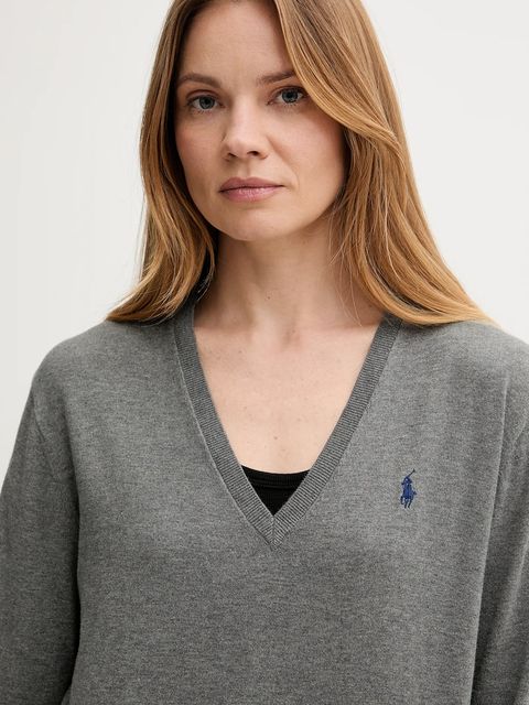 Polo Ralph Lauren sweter bawełniany damski kolor szary lekki 211972105