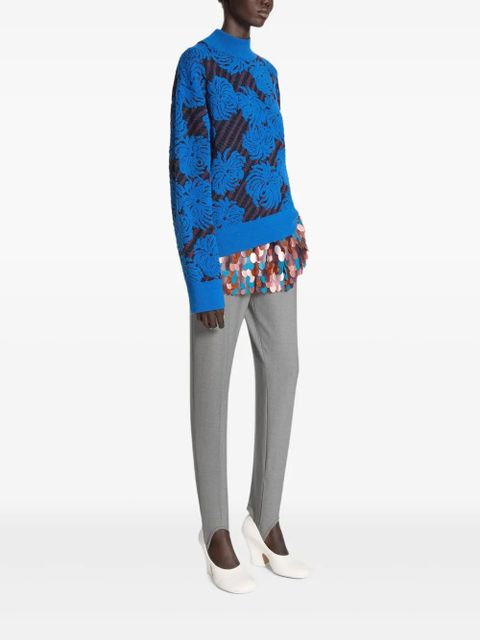 DRIES VAN NOTEN floral-jacquard sweater - Blue